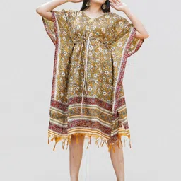 Kesarya Ethnic Motifs Print Kaftan Dress-image-10
