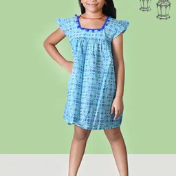 Kids On Board Girls Geometric Print Cotton A-Line Dress-image-82