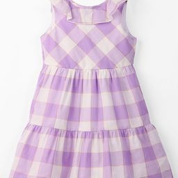 Beebay Girls Checked Round Neck A-Line Dress-image-6