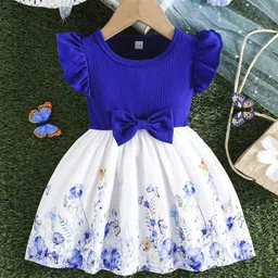 BAESD Floral Print Flutter Sleeve Crepe A-Line Dress-71
