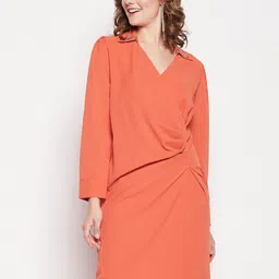 CAMLA Shirt Collar Asymmetric Wrap Dress-image-6