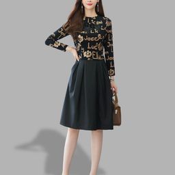 JC Collection Black & Yellow Dress-image-10