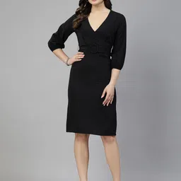 aayu V-Neck Long Sleeves Dress With Belted-image-12