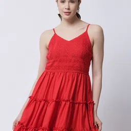 MARC LOUIS Red Strappy Crepe Dress-image-89