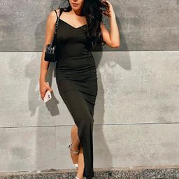 BAESD Straight V-Neck Maxi Knitted Dress-image-34
