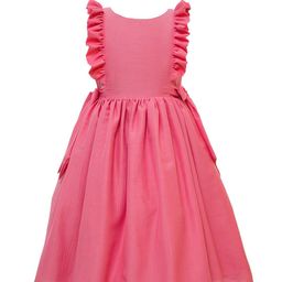 BAESD Kids-Girls Round Neck Sleeveless Frill Yolk Pink Party Dress-picture-19