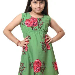 BAESD Girls Floral Printed Sleeveless Crepe A-Line Dress-picture-39