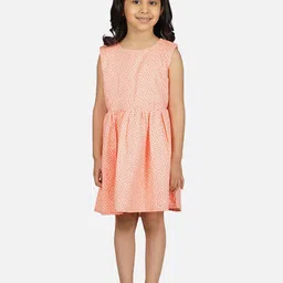 RAASSIO Girls Polka Dots Printed Cut-Outs Fit & Flare Dress-image-97