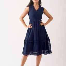 AASK Self Design Fit & Flare Dress-image-60
