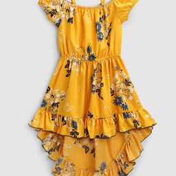 HERE&NOW Girls Floral Print Cold-Shoulder Crepe Fit & Flare Dress-27