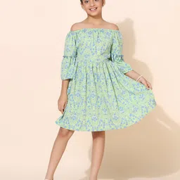 BAESD Floral Print Off-Shoulder Crepe Fit & Flare Dress-image-81