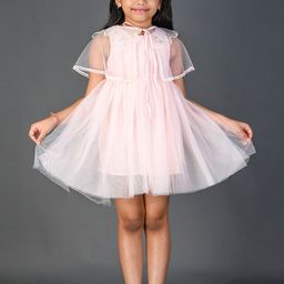 Kids On Board Girls Tie-Up Neck Crepe Fit & Flare Dress-image-96