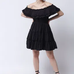 MARC LOUIS Off-Shoulder Ruffles Fit & Flare Dress-image-42