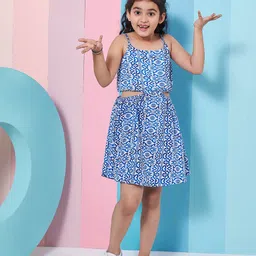 pspeaches Girls Graphic Printed Cut Out Fit & Flare Dress-image-61