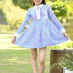 THE PONY & PEONY CO. Girls Striped Shirt Collar Cuffed Sleeve Bow Fit & Flare Dress-image-85