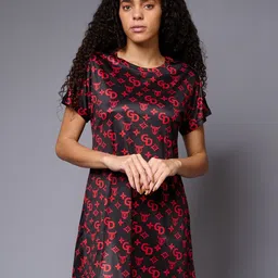 GO DEVIL Typography Printed Cotton T-shirt Dress-image-84