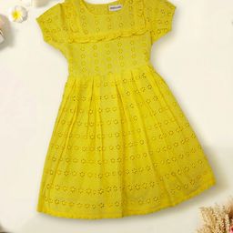 INCLUD Girls Round Neck Schiffli Fit & Flare Dress-image-42