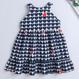 The Magic Wand Girls Conversational Printed Halter Neck Tiered Cotton Fit & Flare Dress-51