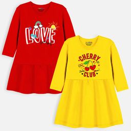 YK X Trampoline Girls Pack of 2 Printed A-Line Dress-image-93