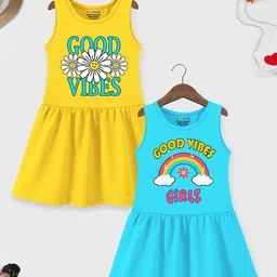 YK X Trampoline Pack of 2 Print Cotton Fit & Flare Dress-image-11