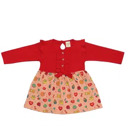 Clothe Funn Girls Conversational Printed Ruffles Cotton Fit & Flare Dress-image-82