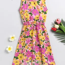 Lazy Shark Floral Printed Sleeveless Fit & Flare Dress-32