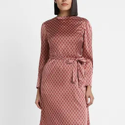 Allen Solly Woman Geometric Printed Belted A-Line Dress-image-42