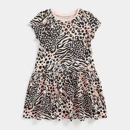 mothercare Girls Animal Printed Round Neck Pure Cotton Fit & Flare Dress-picture-19