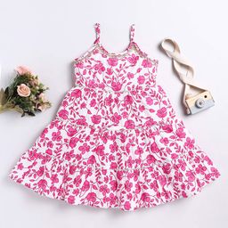 Toonyport Girls Floral Printed Tiered Cotton Fit & Flare Dress-image-28