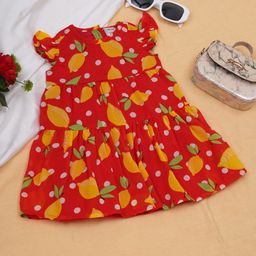 Creative Kids Infants Conversational Printed Flutter Sleeves Tiered Fit & Flare Midi Dress-5