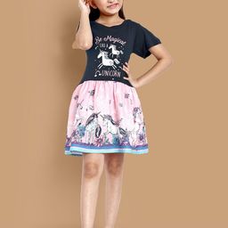YK Girls Graphic Printed Fit & Flare Cotton Dress-image-61