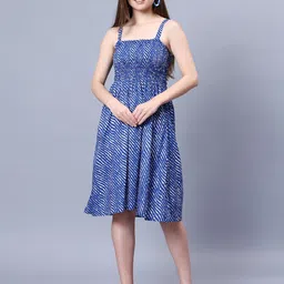 Aditi Wasan Leheriya Printed Shoulder Strapped Fit & Flare Dress-image-32