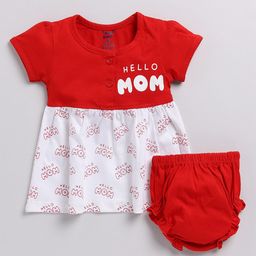 Toonyport Infant Girls Typography Print Cotton Fit & Flare Dress With Brief-image-39