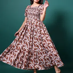 STARWORD Women Tropical Printed Fit & Flare Maxi Dress-image-77
