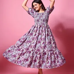 STARWORD Women Floral Printed Fit & Flare Midi Dress-image-64