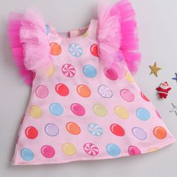 MANY FROCKS & Girls Geometric Printed Flutter Sleeves A-Line Dress-image-93