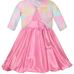 Wish Karo Girls Satin Fit & Flare Dress With Jacket-image-47