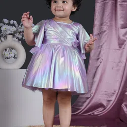 BAESD Girls Embellished Satin Flutter Sleeves Fit & Flare Party Dress-image-12