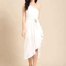 DODO & MOA Off-Shoulder Asymmetric Fit & Flare Dress-image-64