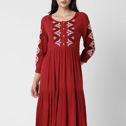 Van Heusen Woman Embroidered Fit & Flare Midi Dress-image-20