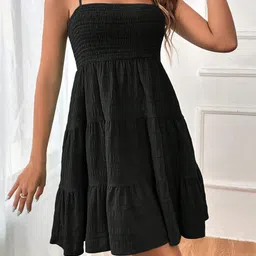 StyleCast Women Shoulder Straps Sleeveless Smocked Fit & Flare Dress-picture-39