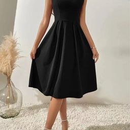 StyleCast Black Embellished Fit & Flare Midi Dress-image-38