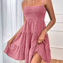 StyleCast Women Pink Shoulder Straps Sleeveless Fit & Flare Dress-picture-38