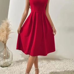 StyleCast Round Neck Sleeveless Fit & Flare Dress-42
