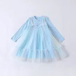 StyleCast Girls Blue Round Neck Fit & Flare Dress-picture-11