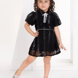 Peppermint Puff Sleeves Fit and Flare Dress-57