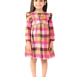 Beebay Girls Checked Ruffles Cotton Fit & Flare Dress-picture-44