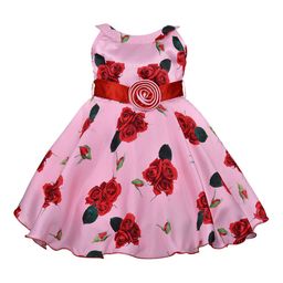 Wish Karo Girls Pink & Red Printed Fit and Flare Dress-image-35
