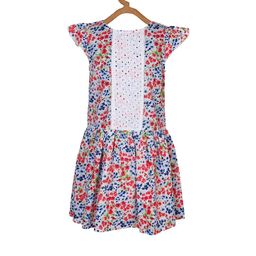 Miyo Girls Red & White Floral Printed Fit and Flare Dress-image-25