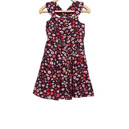 Cherry Crumble Girls Black & Pink Printed A-Line Dress-image-49